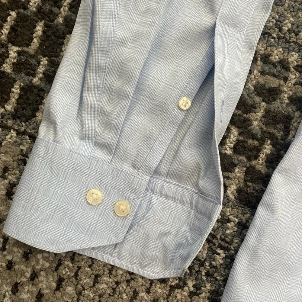 Lorenzo Uomo Trim Fit Long Sleeve Button Down Shirt, Neck 16 34-35 Sleeve, Blue - Picture 5 of 7